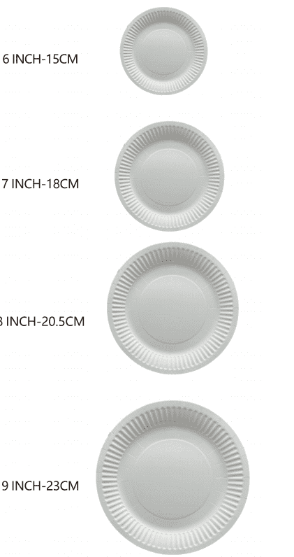Customizable Disposable Party Supplier Paper Plate Wood Pulp 9 ນິ້ວ 10 ນິ້ວ ແຜ່ນອາຫານເຈ້ຍສີຂາວ (5)